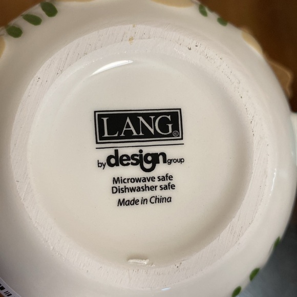 Mug Lang By Design Flowers & Mushrooms 16 oz Colorful Hand Painted Embossed - Picture 5 of 5